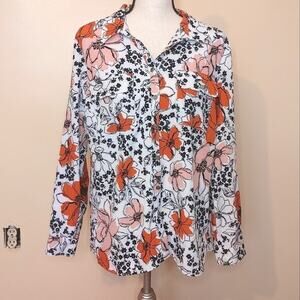 Floral Women's Top - Orange and Black